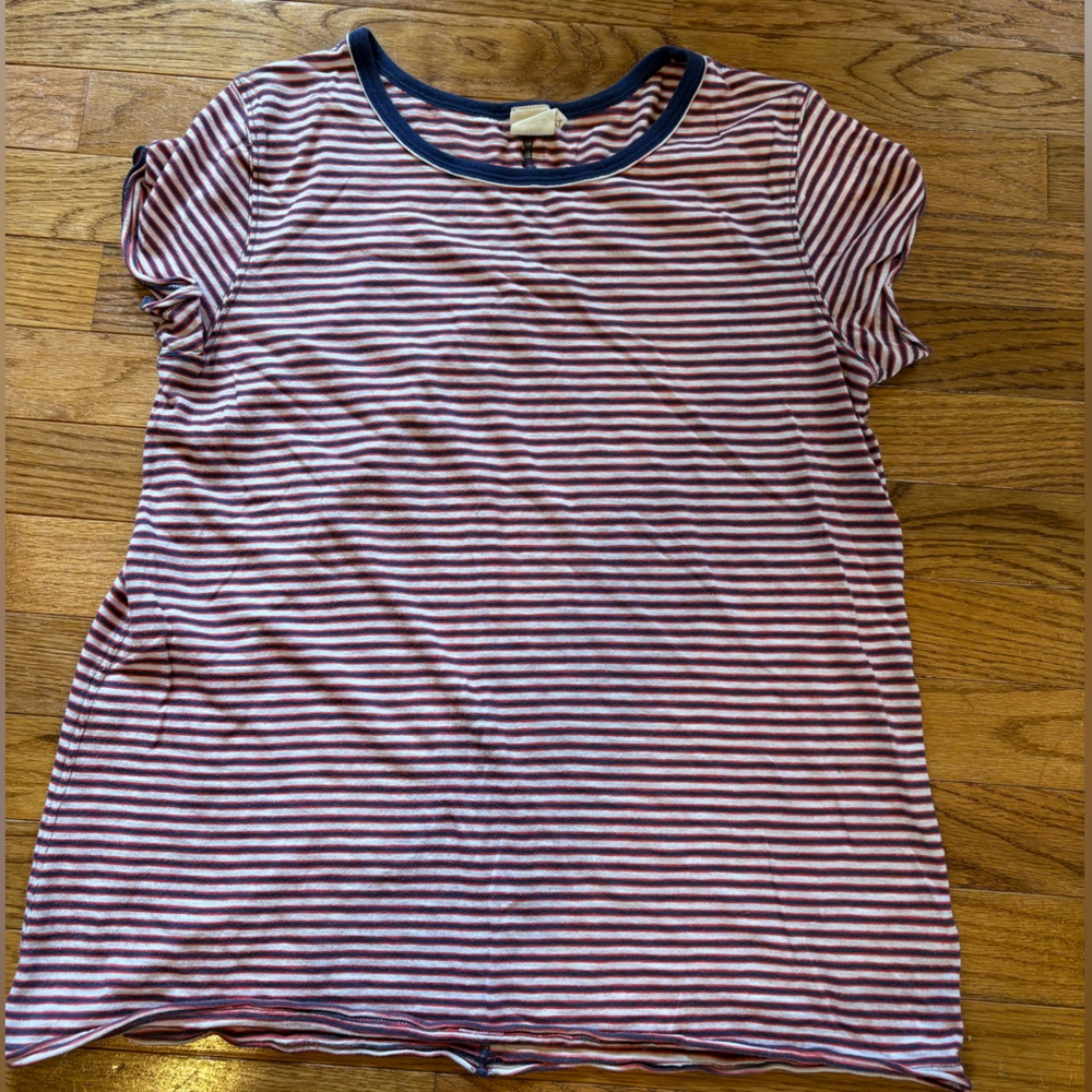 We The Free Navy and Red Striped Top